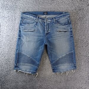 Hudson Shorts Mens 40 Blue Blinder Biker Denim Jean Moto Distressed Button Fly